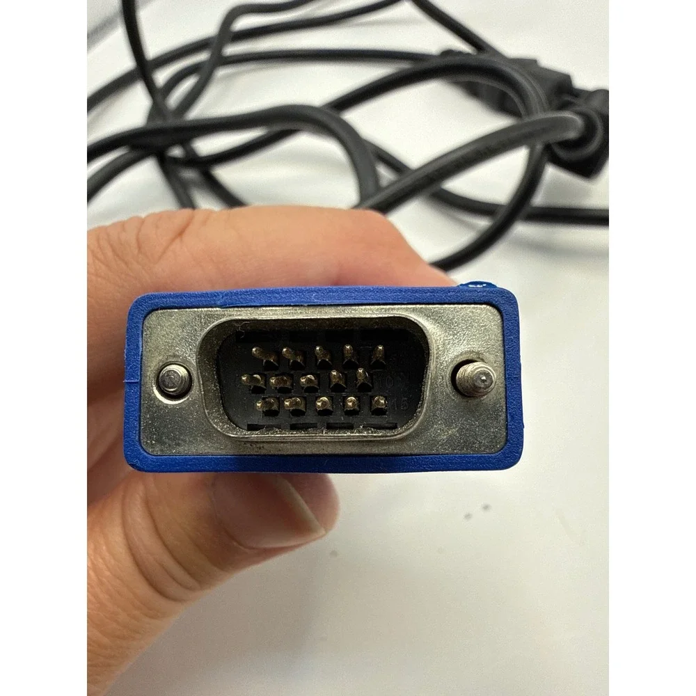 JCE VGA Monitor Cable 15-Pin Male to Male Blue Connectors Ferrite Core Black